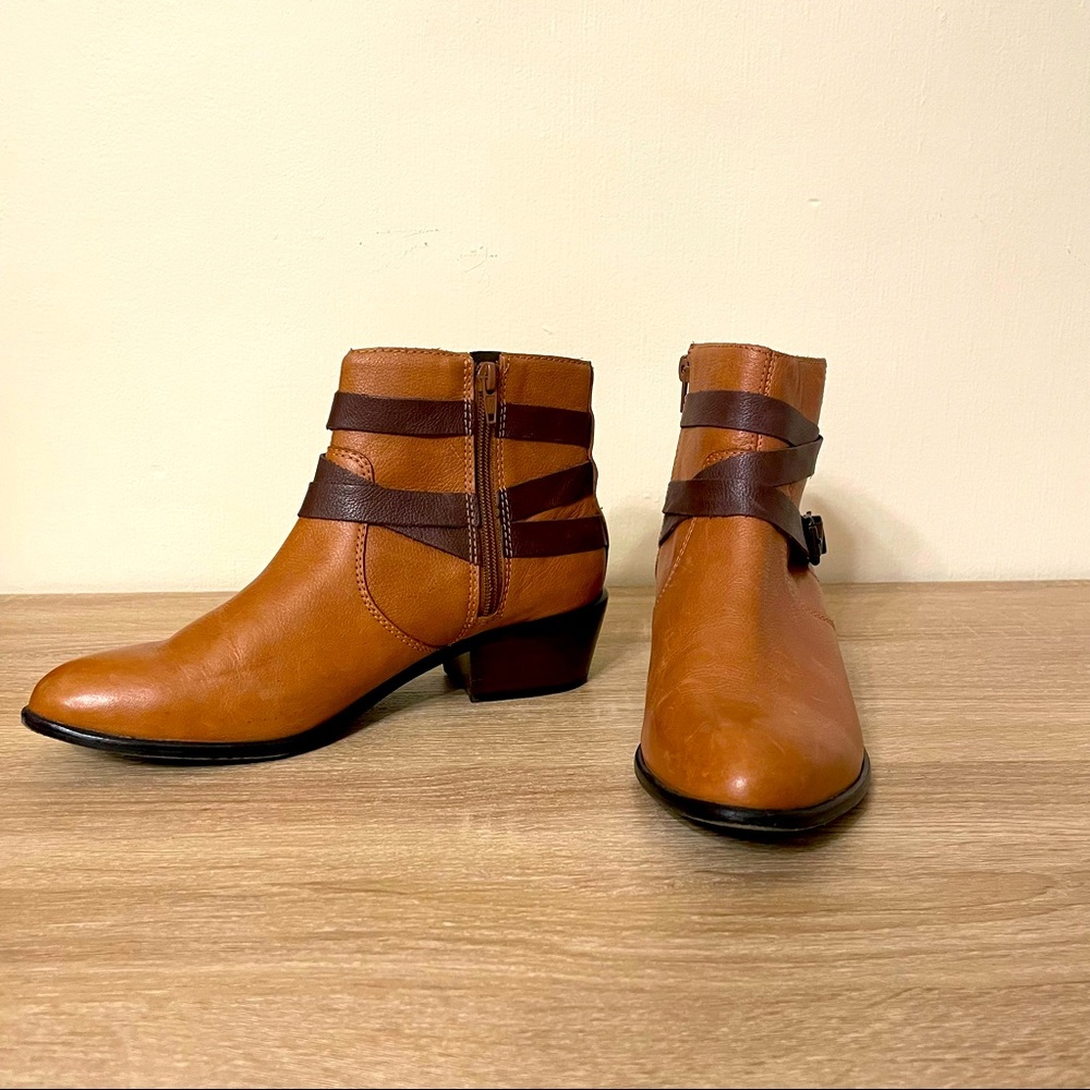 L.L. Bean Signature Women’s Cognac Leather Dress Ankle Boot with Zipper Size 8.5